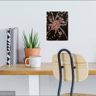 Acrylic painting titled LAZARUS on wall.